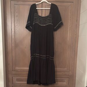 Free People Black Maxi Dress with Gold Accents